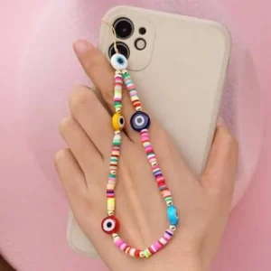 Phone Strap Silver Glitter Heart